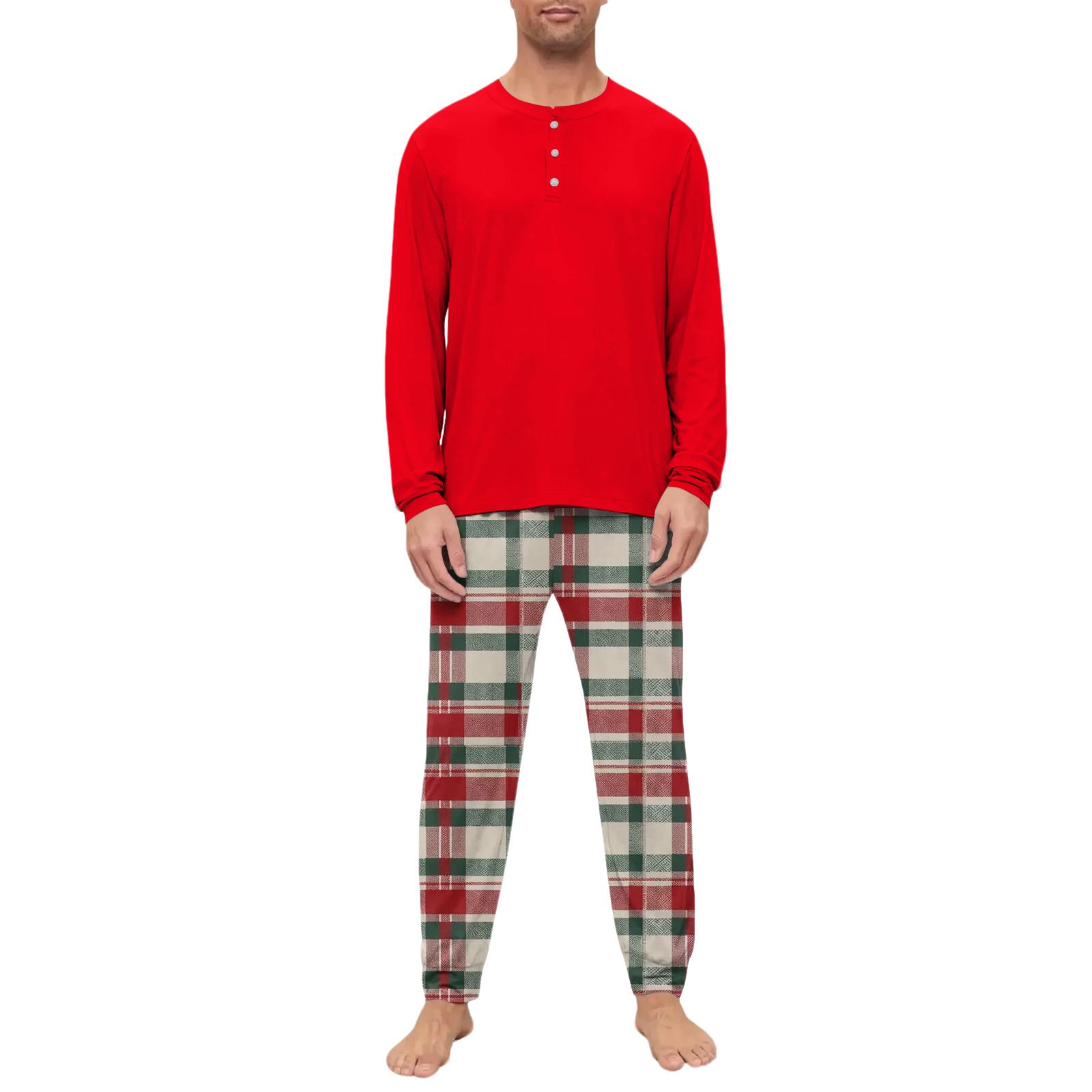 

Мужской пижамный комплект, с длинным рукавом и длинными брюками, двухпредметный комплект XL красный