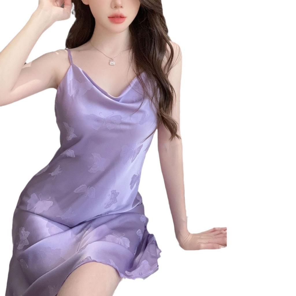 Sexy pajamas summer feminine suspender pajamas ice and snow silk jacquard pajamas high-end silk skirts cool
