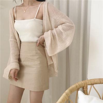 Cardigan de protection solaire pour femmes, paresseux, ample, décontracté, tricoté, couleur unie, été