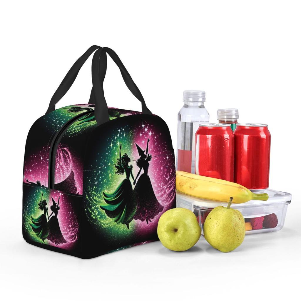 Elphaba und Glinda Wicked Das Musical Isolierte Lunchtasche für Damen Büro Kühlbox Thermische Lebensmittelbox Tragetasche Lunchboxen Behälter