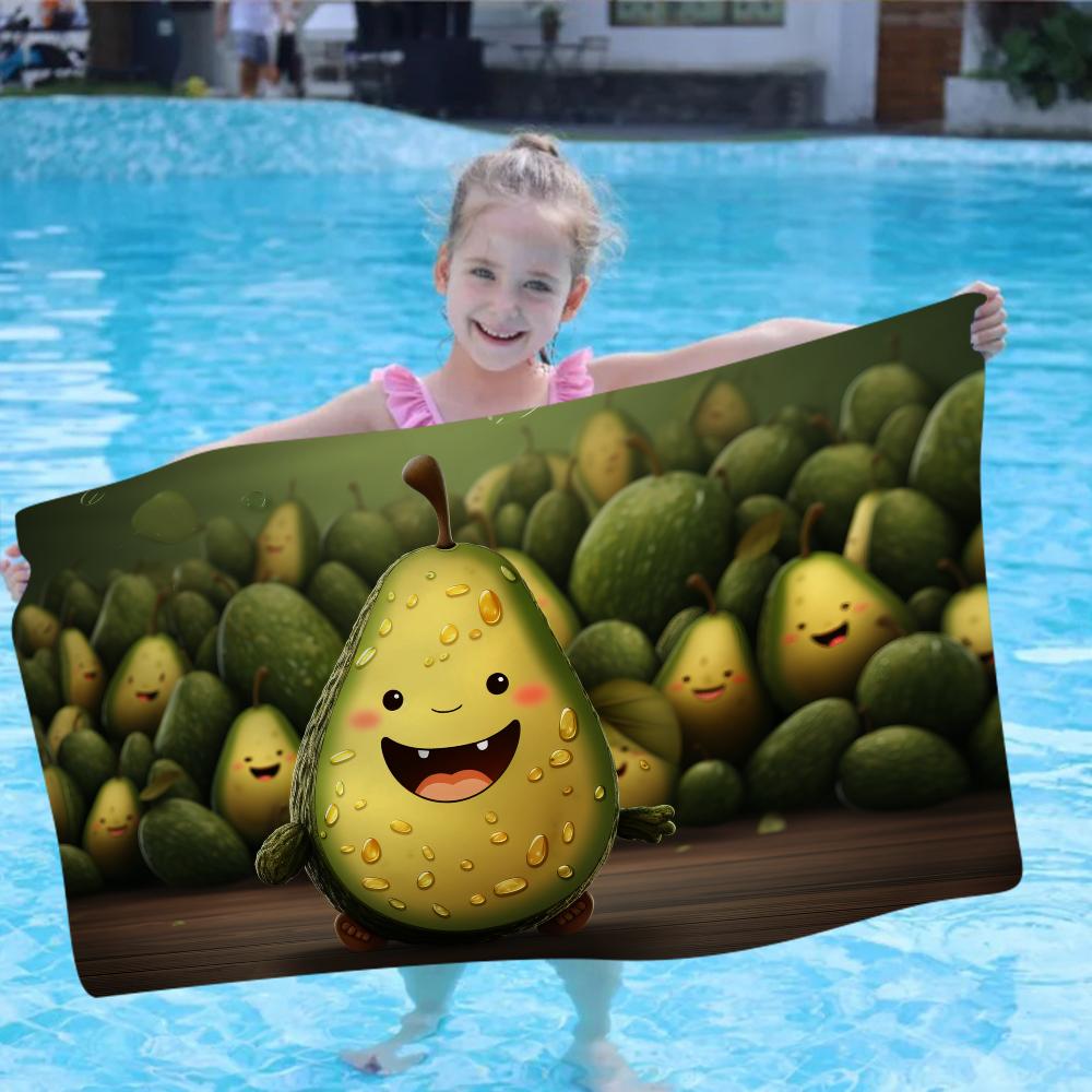 Cairtoon Avocado Microfiber Blanket Quick Drying Beach Towels Oversized Printing Super Absorbent Pool Towel Blanket