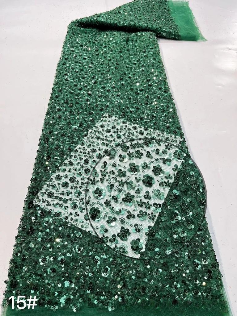 1/3/5Yard Small Plum Blossom Sequined Embroidery Fabric African Beaded Lace Fabric for Sewing Nigerian Wedding Party Lace Fabric