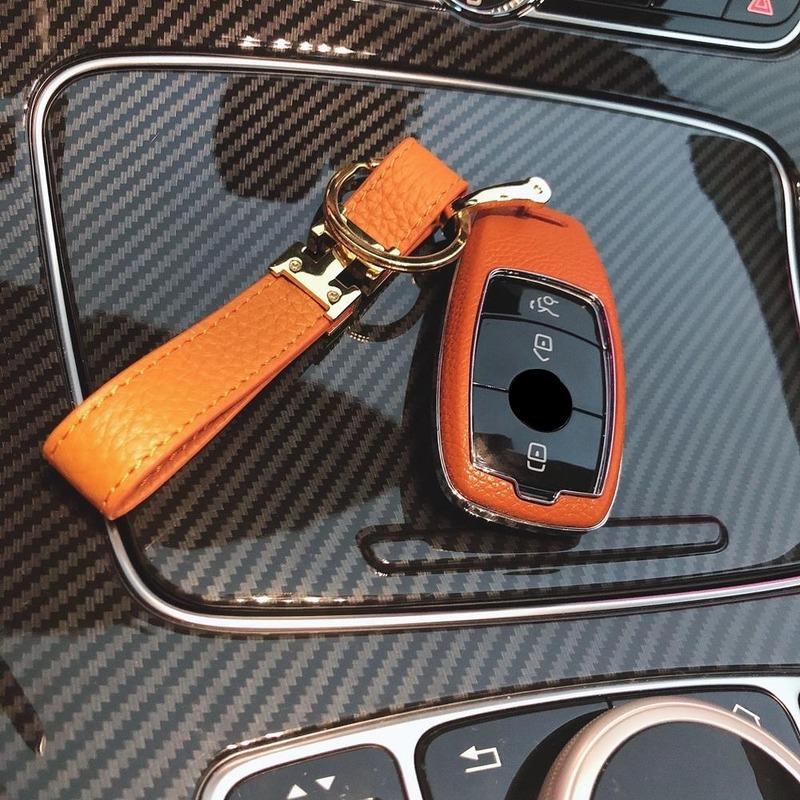 Leather Car Key Case Cover Key Chain Key Bag Shell Protector For Mercedes-Benz A-Class C260L E200L E-Class E300L Cls Glc
