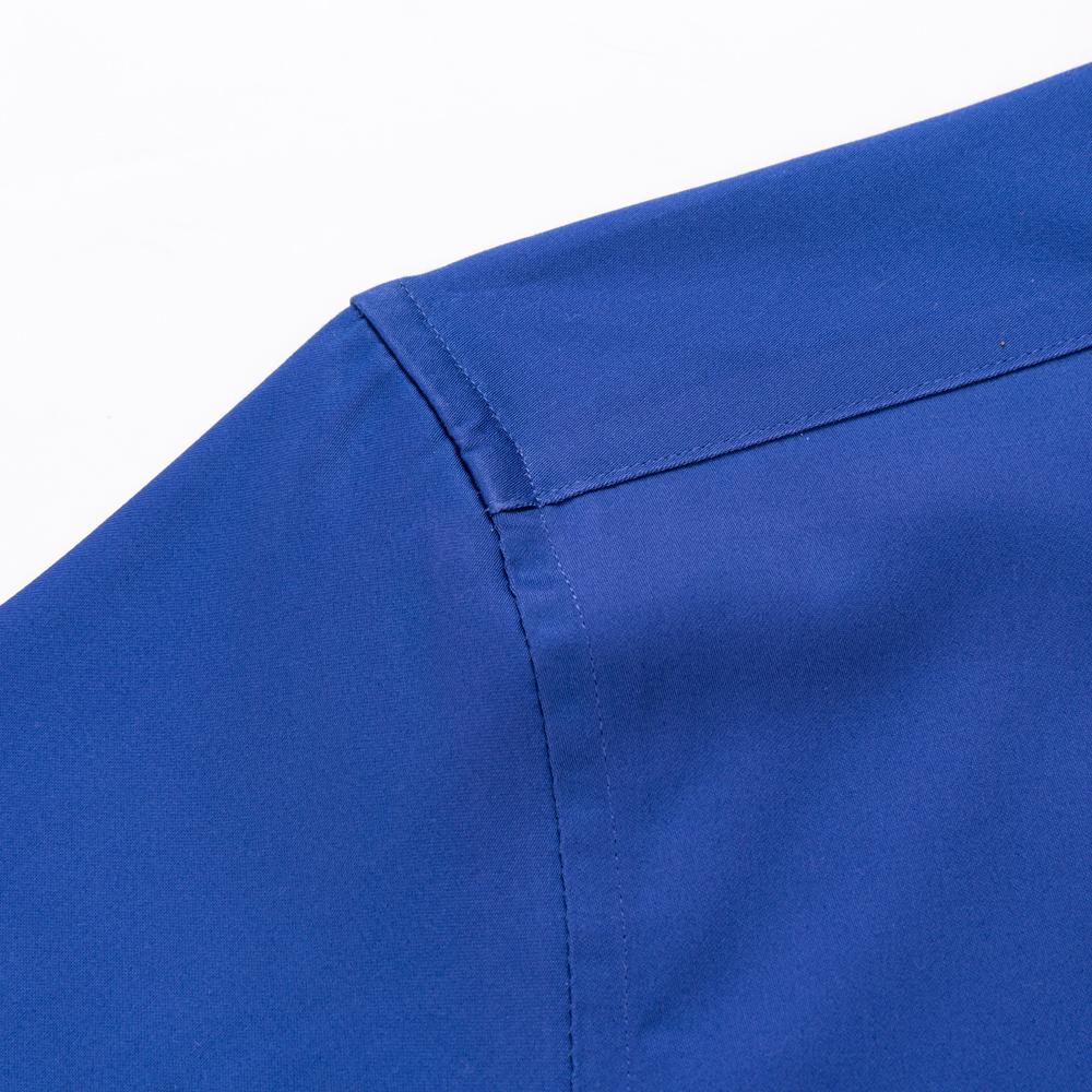 Men's Spread Collar with Hidden Button Mercerized Cotton Non-Iron Dress Shirt with Chest Pocket Long Sleeve Solid Business Office Wear