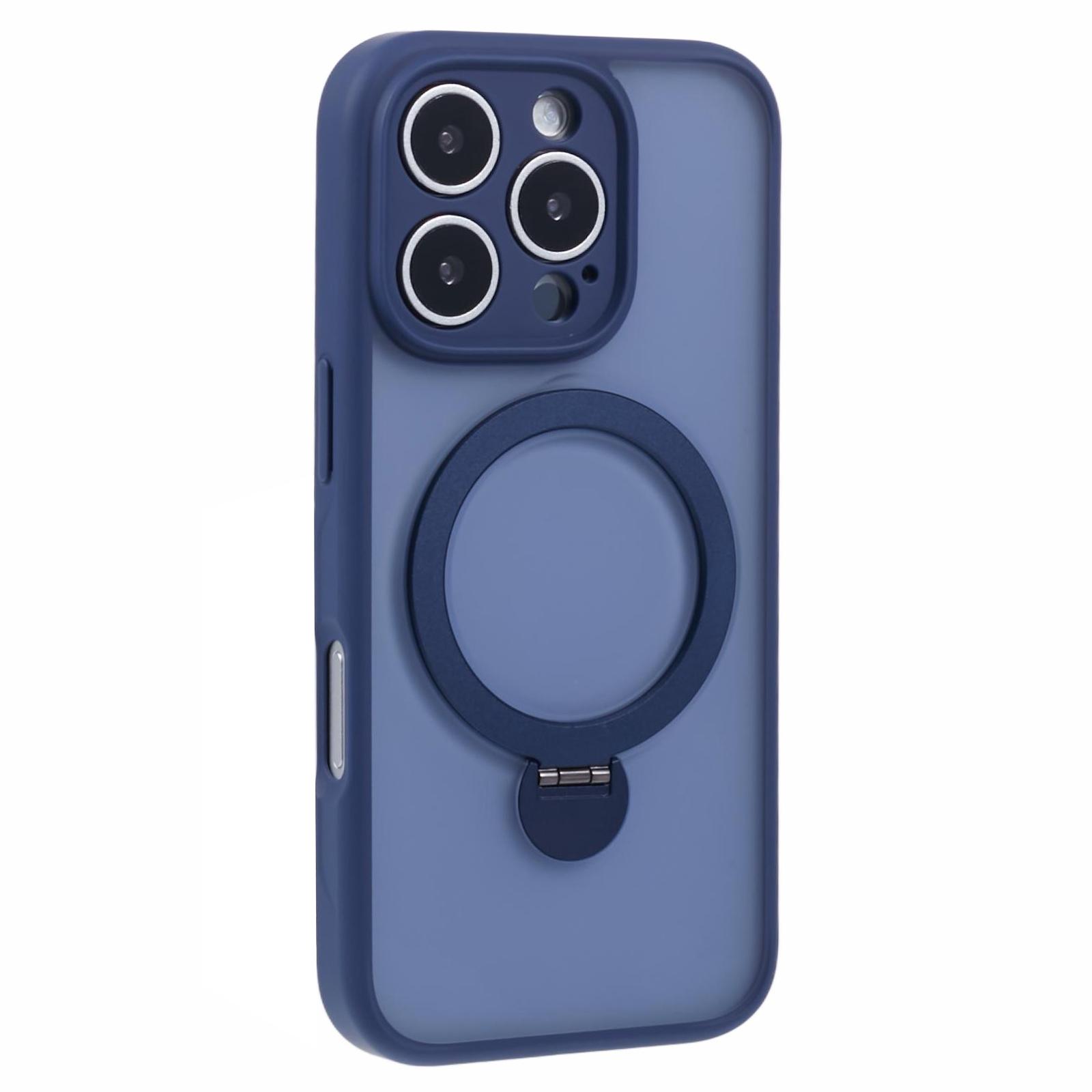 

Чехол для iPhone 16 Pro, совместимый с MagSafe, матовый ТПУ+ПК, вращающаяся подставка, чехол для телефона Sapphire