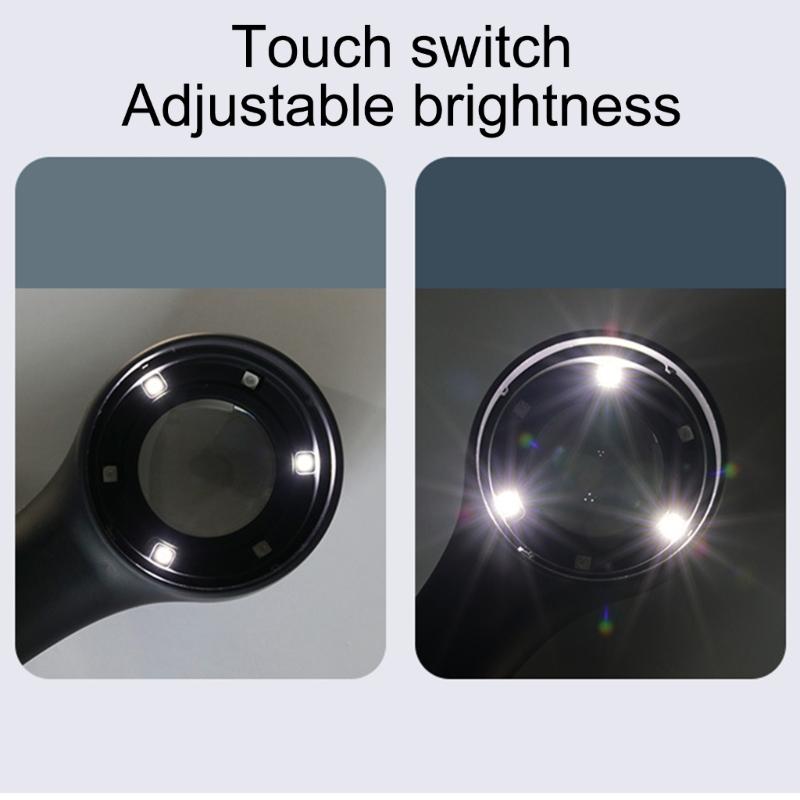 40X Magnifying Glass Rechargeable Handheld Magnifier with Light Brightness Adjustable Double Glass Lens Loupe 