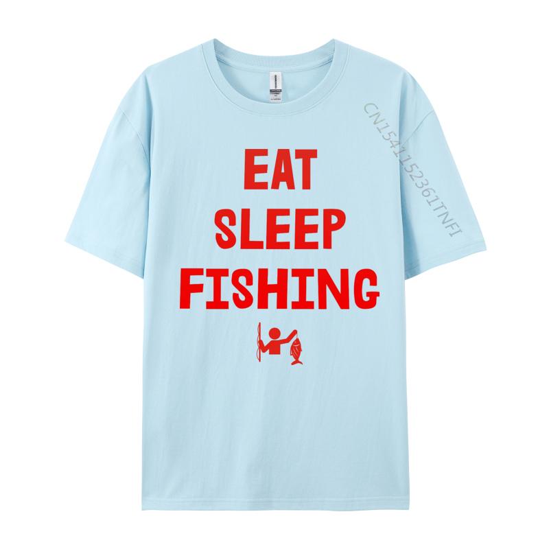 

Eat Sleep Fish Repeat Tshirt Red Design Tshirts Casual Outdoors Tees Coupons Printed On Round Collar T Shirt 4XL