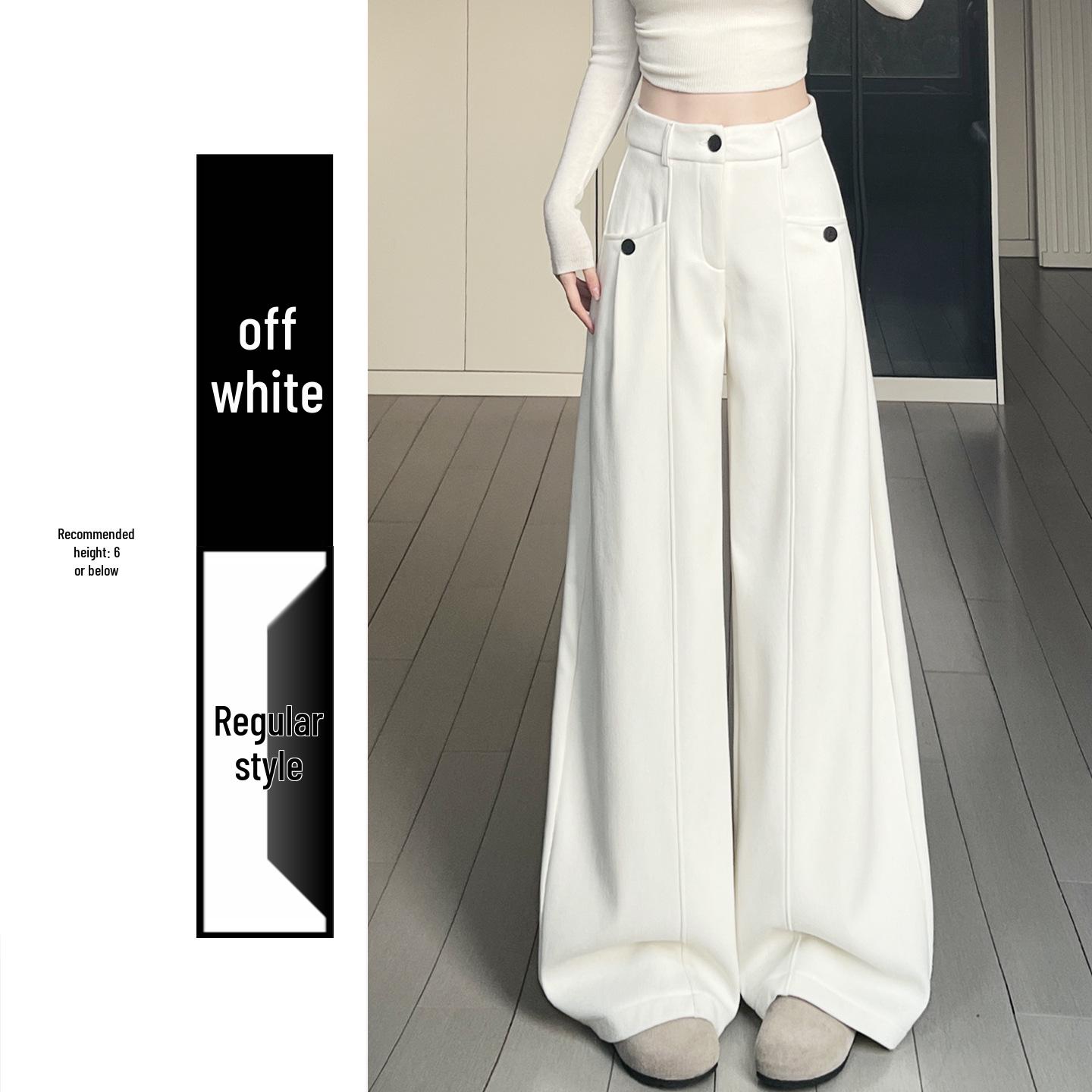 

Women s High Waist Grey Corduroy Wide Leg Pants - Slimming, Buttoned, Plus Velvet, Spring/Autumn. XL