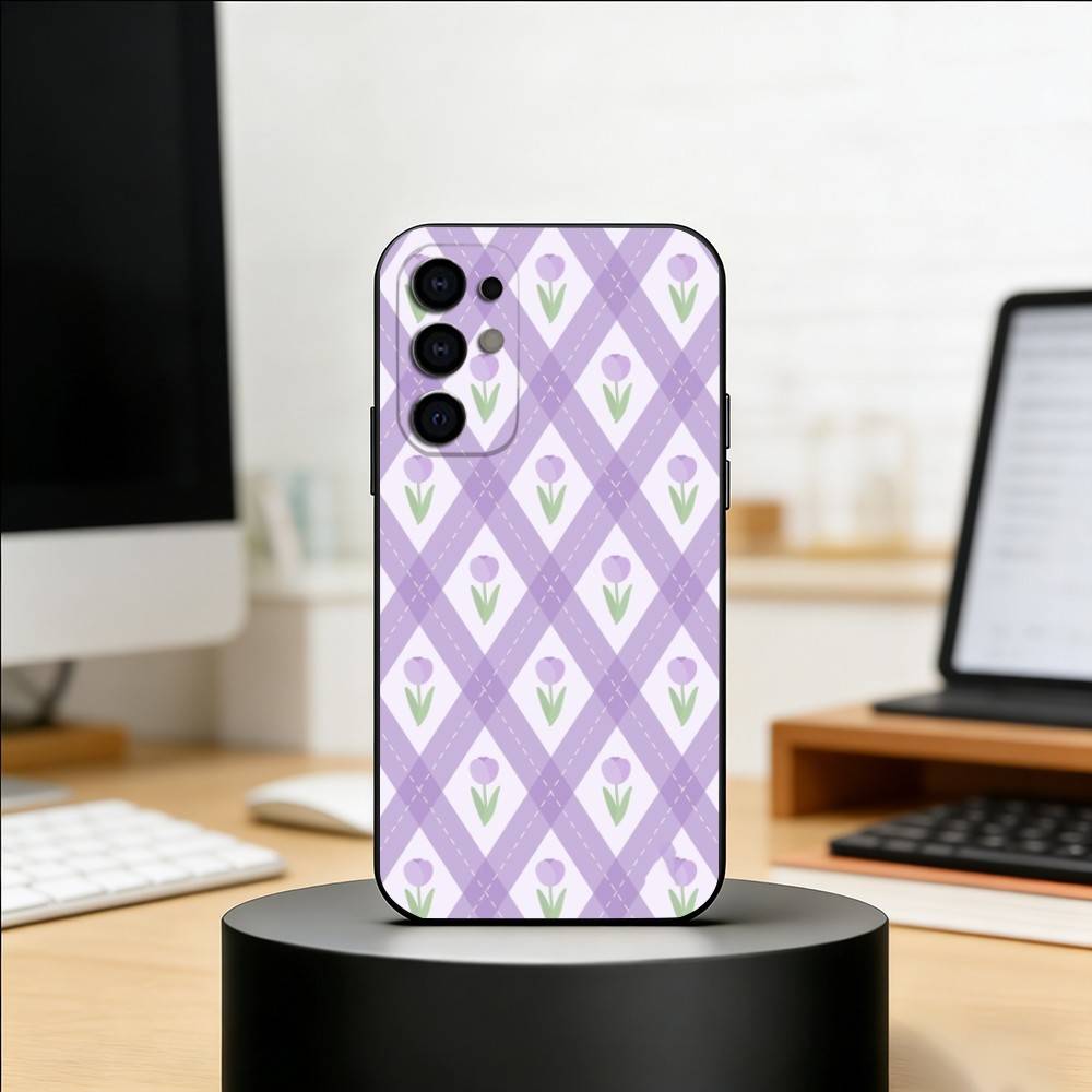 Plaid Background Phone Case For Samsung S25,S24,S21,S22,S23,S30,Ultra,S20,Plus,Fe,Soft Silicone Black Cover