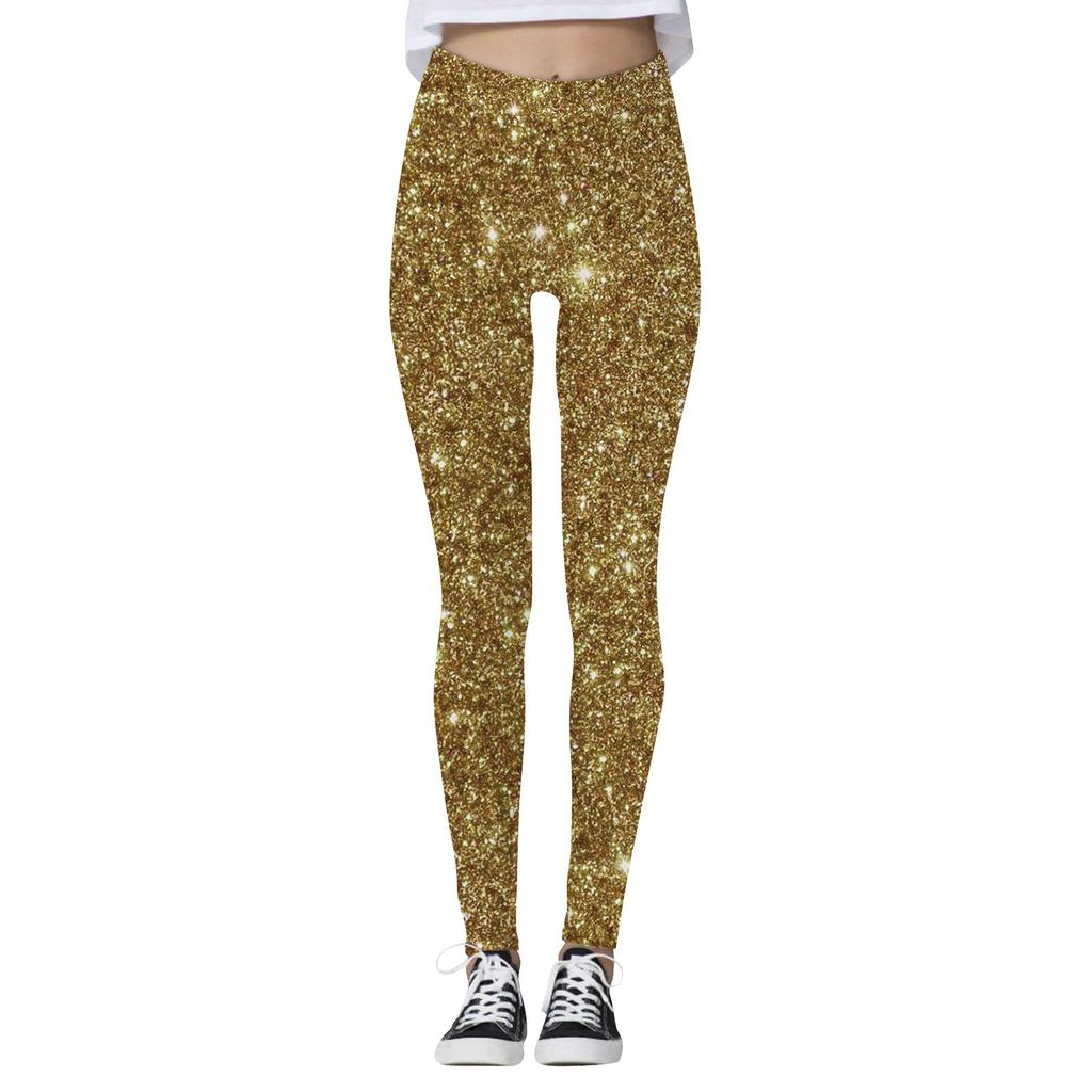 Pantalones de yoga elásticos ajustados con lentejuelas para exteriores de moda informal para mujer Pantalones de nueve minutos