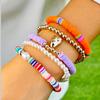 Holiday Soft Pottery Beaded Color Bracelet Set, Bohemian Flower Simple Bracelet