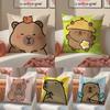Entspannt Süß Entzückend Kunst Cartoon CCapybara Kissenbezug Kissenhülle Kurzer Plüsch Verdeckter Reißverschluss Zimmer Sofa Kissenbezug
