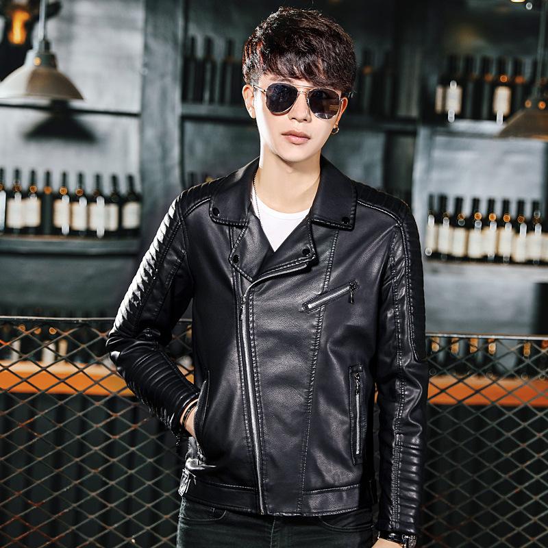 Men's leather jacket casual new leather jacket youth handsome locomotive PU casual men's jacket tide
