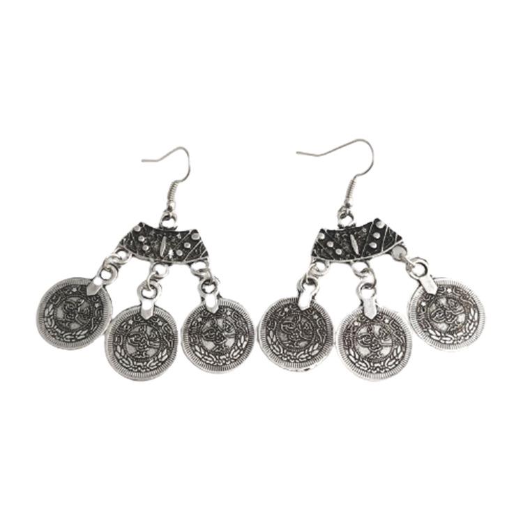 Lanzhihai Retro Punk Coin Earrings - European/American Women’s Fashion Accessories