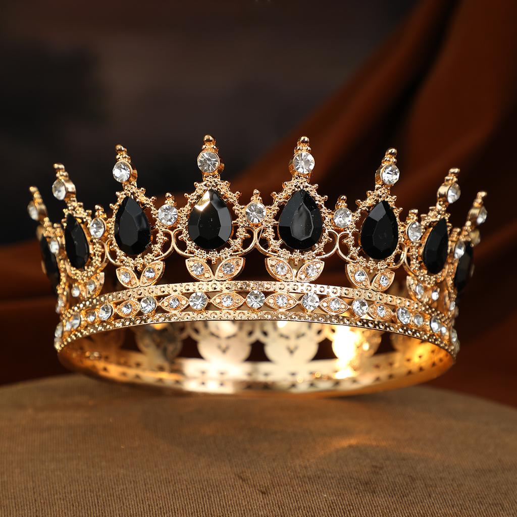 Barock Kristall Runde Diadem und Kronen Stirnband für Damen Party Abschlussball Diadem Braut Hochzeit Haar Accessoires Schmuck Krone Diadem
