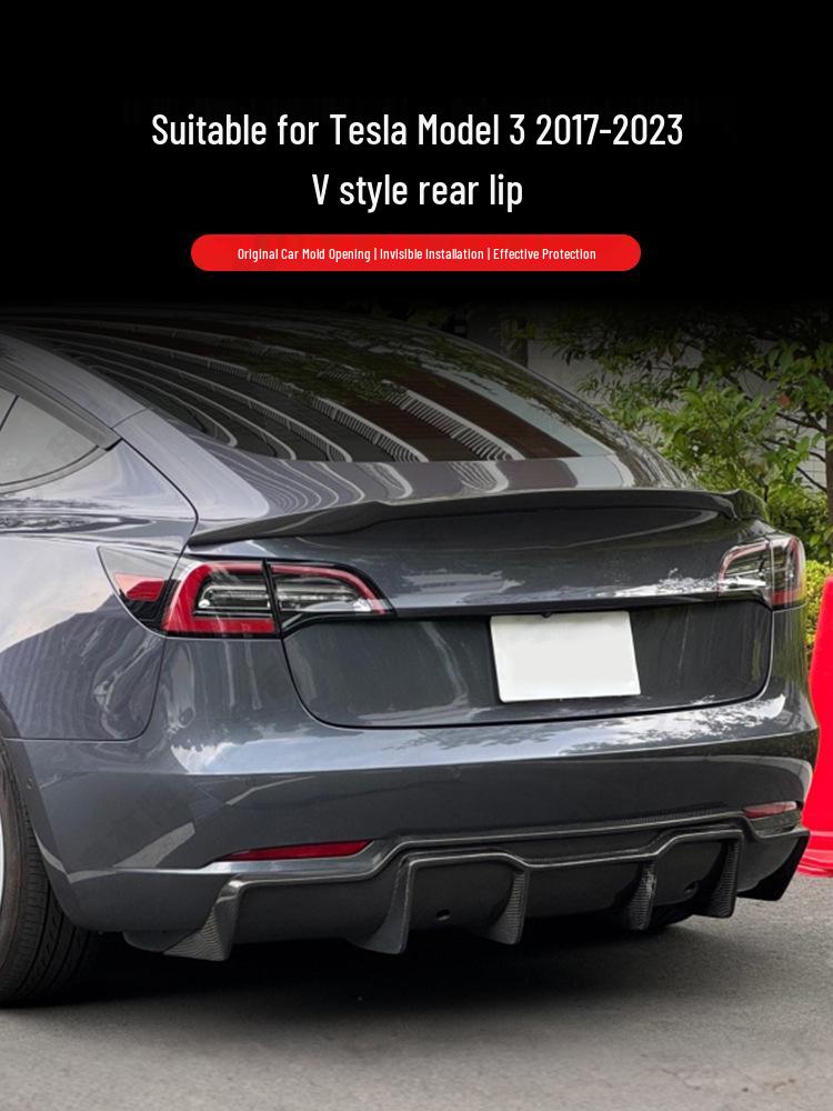 Tesla Model 3 V Style Carbon Fiber Front Lip & Side Skirts Kit