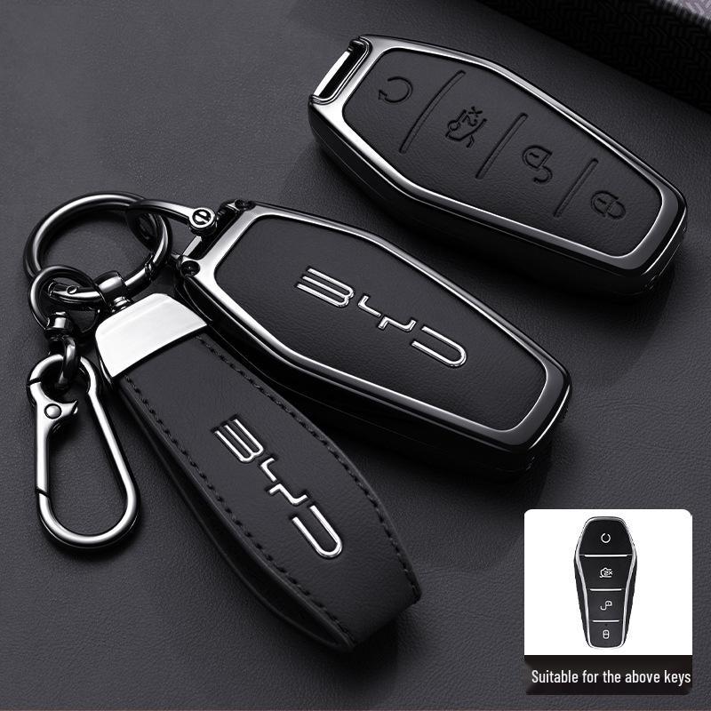 Premium Car Key Bag with Buckle for BYD Han, Qin Plus, Song Pro, Tang, Dolphin, and E9