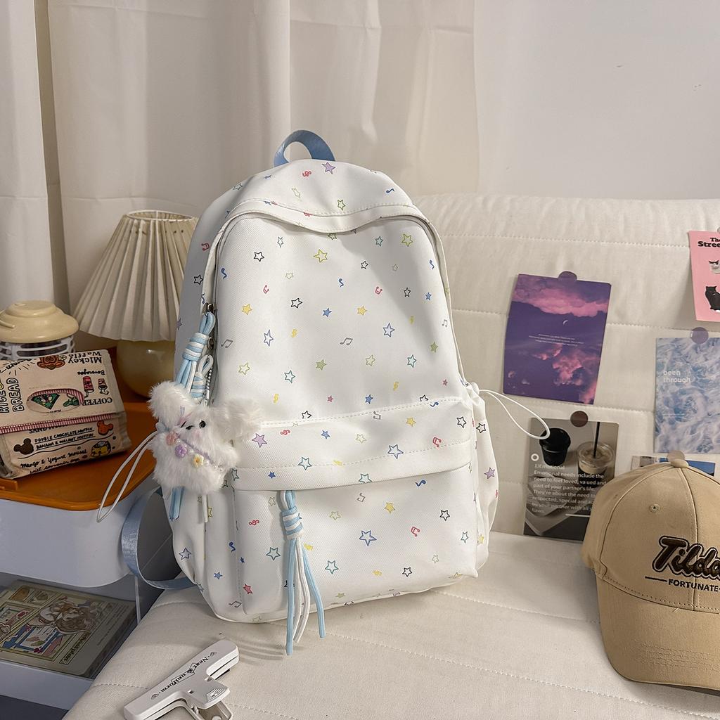 Schoolbag Korean Star Print Ins Niche Schoolbag Female Middle School Student High Value Large Capacity Versatile Lightweight Backpack