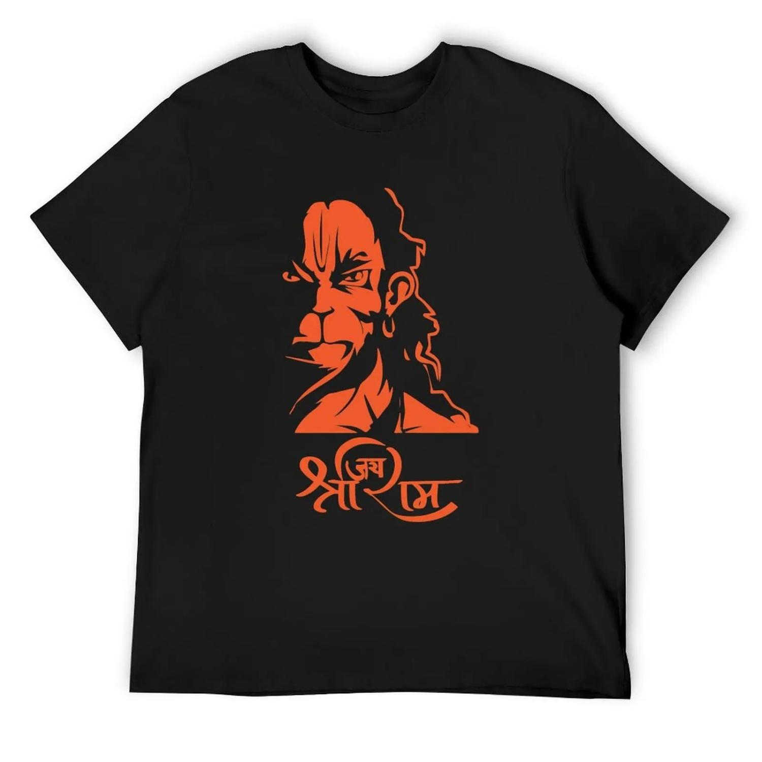 Hanuman Hindu God Jai Shri Ram T-Shirt valentines boutique clothes vintage graphic tee Short sleeve tee funny t shirts for men S