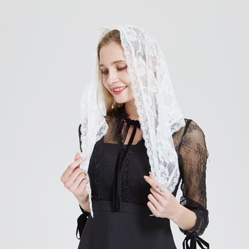 Triangle Scarfs for Summer Triangle Shawl with Floral Pattern for Ladies Mother Church Funerals Pray Sunproof Supplies