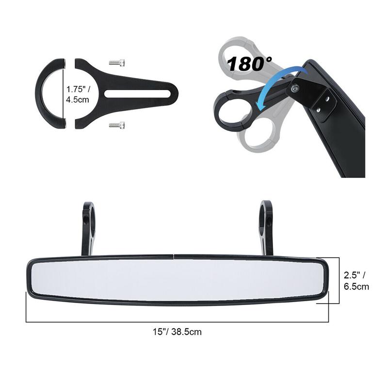 15" Wide Rear View Race Mirror Convex Mirror w/. 1.75" Clamp ATV UTV for Polaris