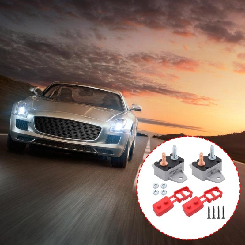 2Pcs 25A Circuit Breaker Auto Reset Function Red Sheath Design Fixed Mounting Wing for 6-28V Voltages Ranges Systems