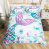 Mermaid Tail Duvet Cover Set, Colorful Scales Ocean Print Bedding, 3D Soft Microfiber Quilt Cover With Pillowcases