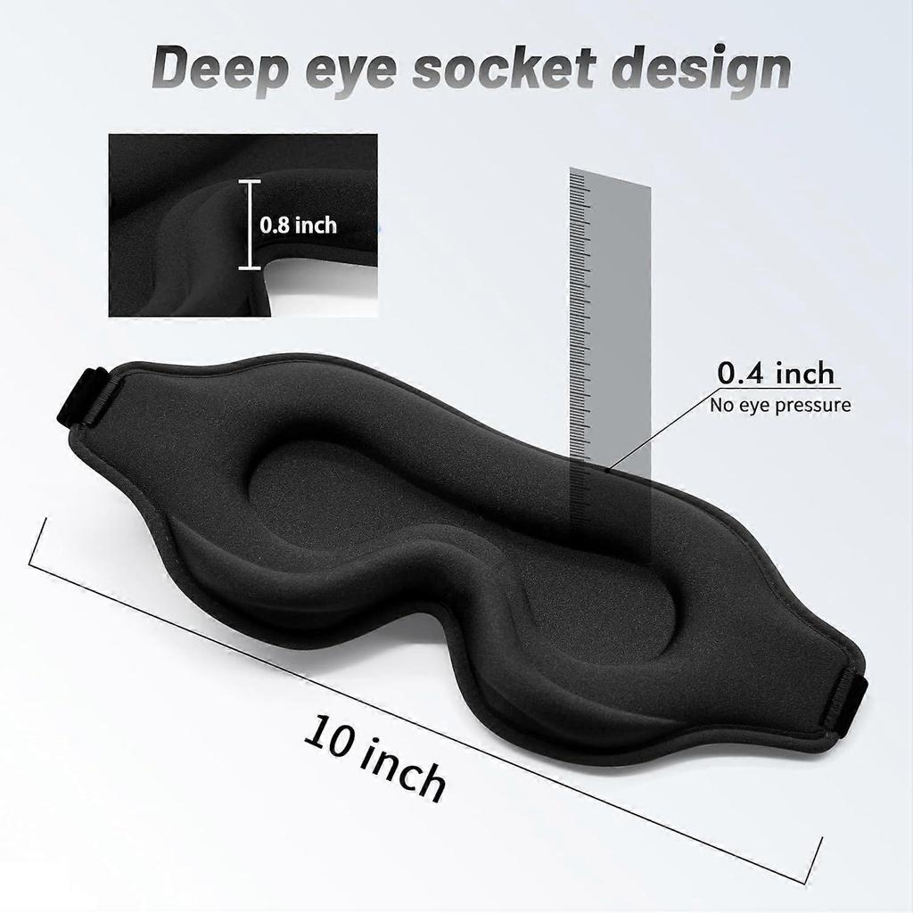 Sleep Eye Mask for Side Sleeper, Lash Extensions 3D Contoured Cup Sleeping Mask for Men Women, Travel Blackout Night Blindfold Eye Shade Cover with Ad