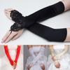 Bridal Wedding Dress Gloves Extended Fingerless Small Embroidery Flat Beige Black Red Gloves