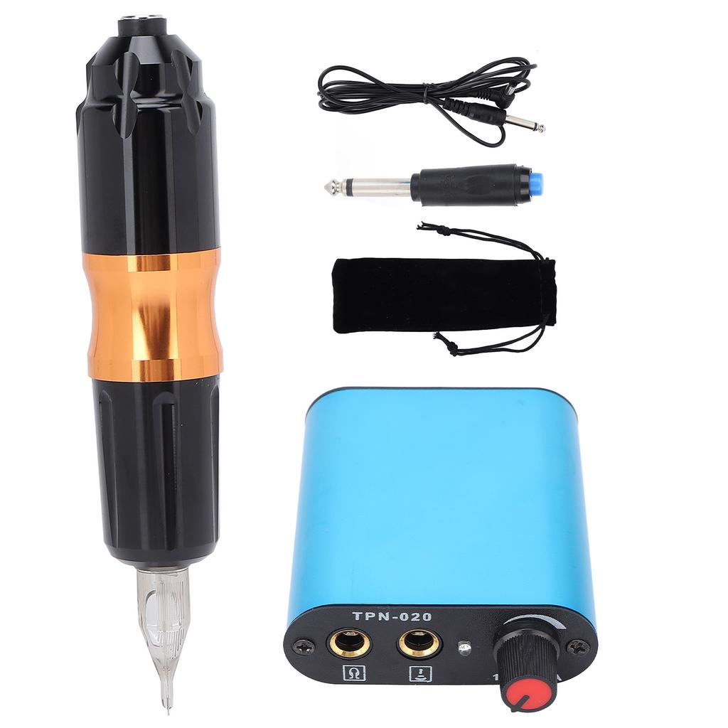 Tattoo Machine Pen Kit Rotary Tattoo Power Supply Foot Pedal with Storage Box for Tattoo Artists