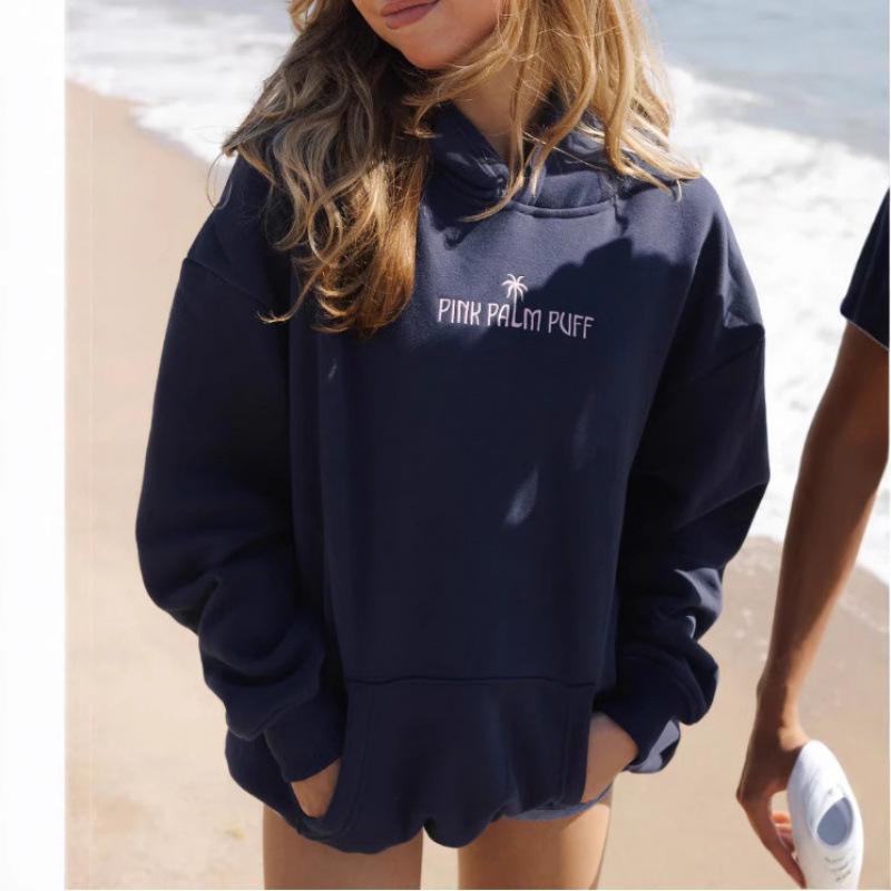 2025 Women's Drop Shoulder Hawaii Hibiscus Hoodie – Trendy European Size