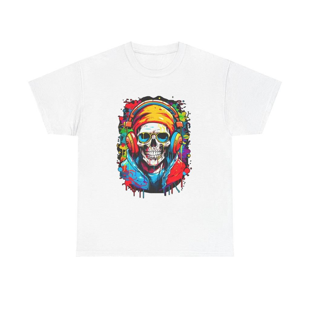 Skull Music Lover Tee Shirt, Urban Graphic Tee, Unisex Streetwear, Hipster Tee,