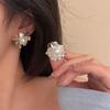 Women's Silver Pearl Big Flower Flower Earrings