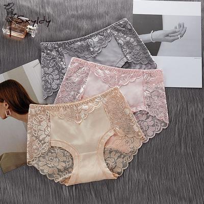 Sexy Damenhöschen mit mittlerer Taille und französischer Spitze, nicht abfärbend, hochelastisch, atmungsaktiv, Höschen zum Anheben des Gesäßes