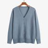 Plus Size V-Neck Cardigan Sweater for Women - Solid Color Knitted Top, Fits Up to 180 Pounds