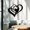 Double Heart Metal Wall Art Valentine Iron Decor Heart to Heart Design Easy Install Romantic Home Gift Black