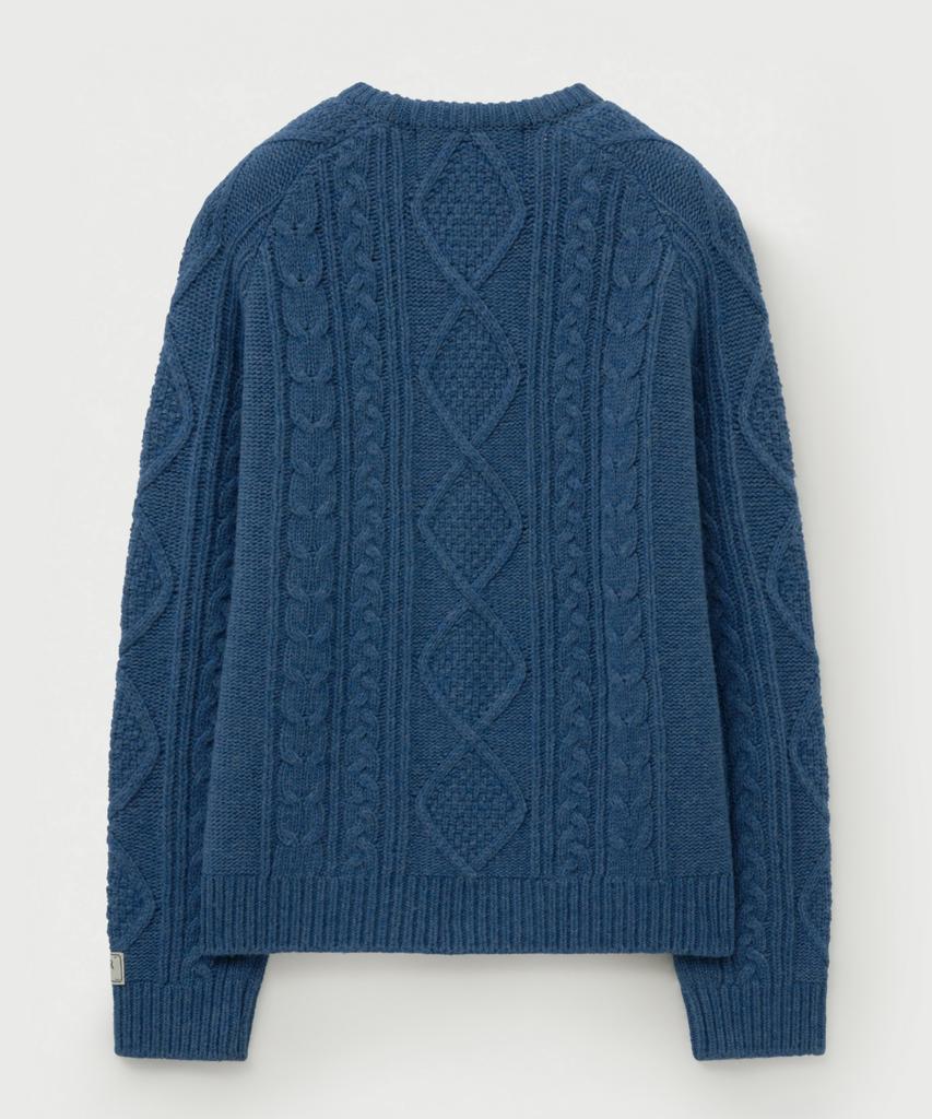Seteo Big Cable Fisherman Pullover Knit Blue