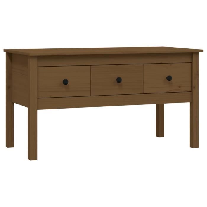 VidaXL Table basse Marron miel 102x49x55 cm Bois massif de pin 820944