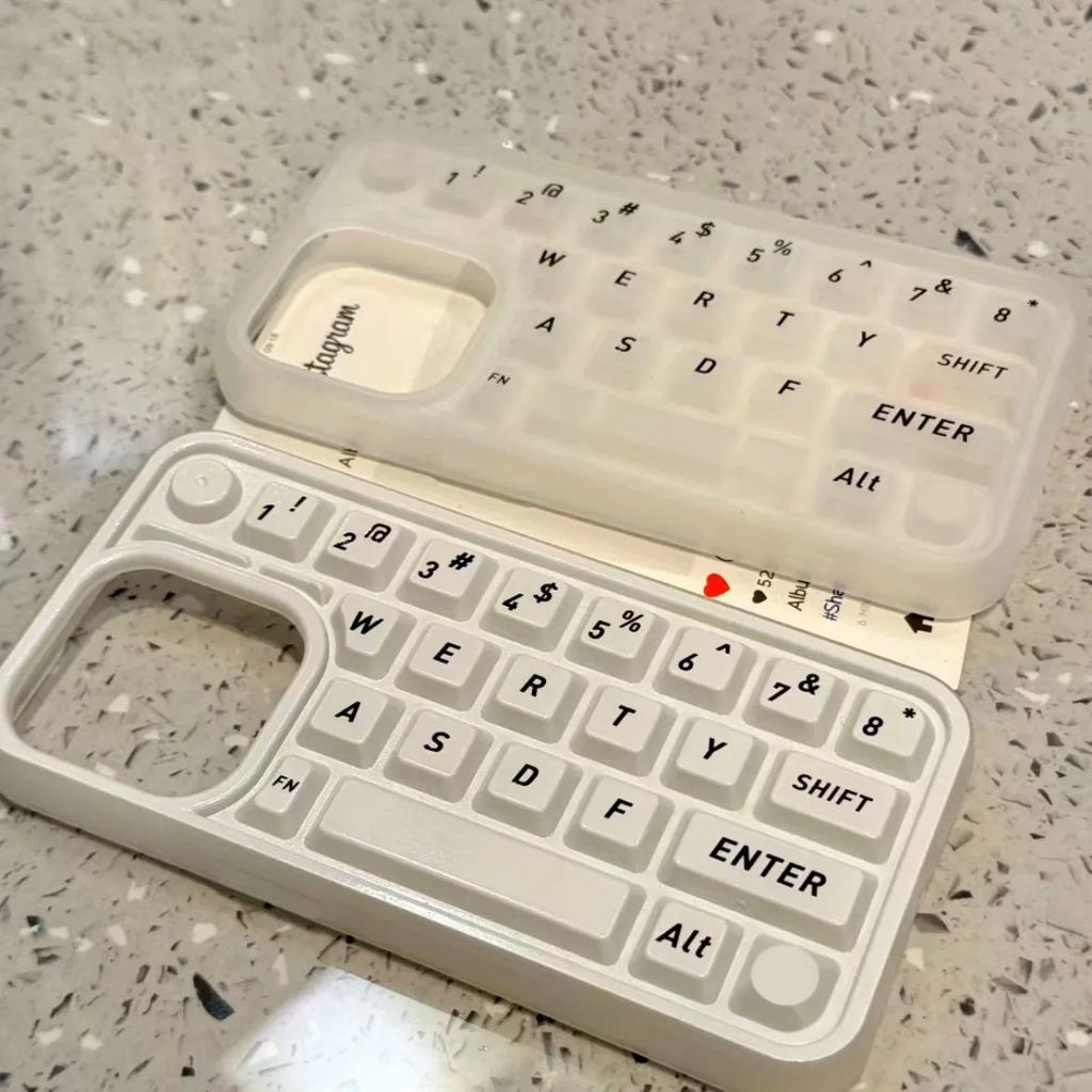 Weißer Hintergrund Buchstaben Release stress Tastatur Handyhülle Für iPhone 16 15 Pro Max 14 11 13 12 XR 8 7 Plus XS MAX Hülle