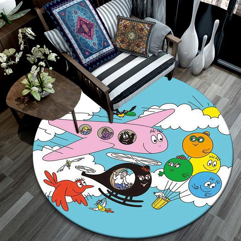 Barbapapa3,Round Area Rug,Carpet Rug for Living Room Bedroom Sofa Playroom Decor,Non-slip Floor Mat