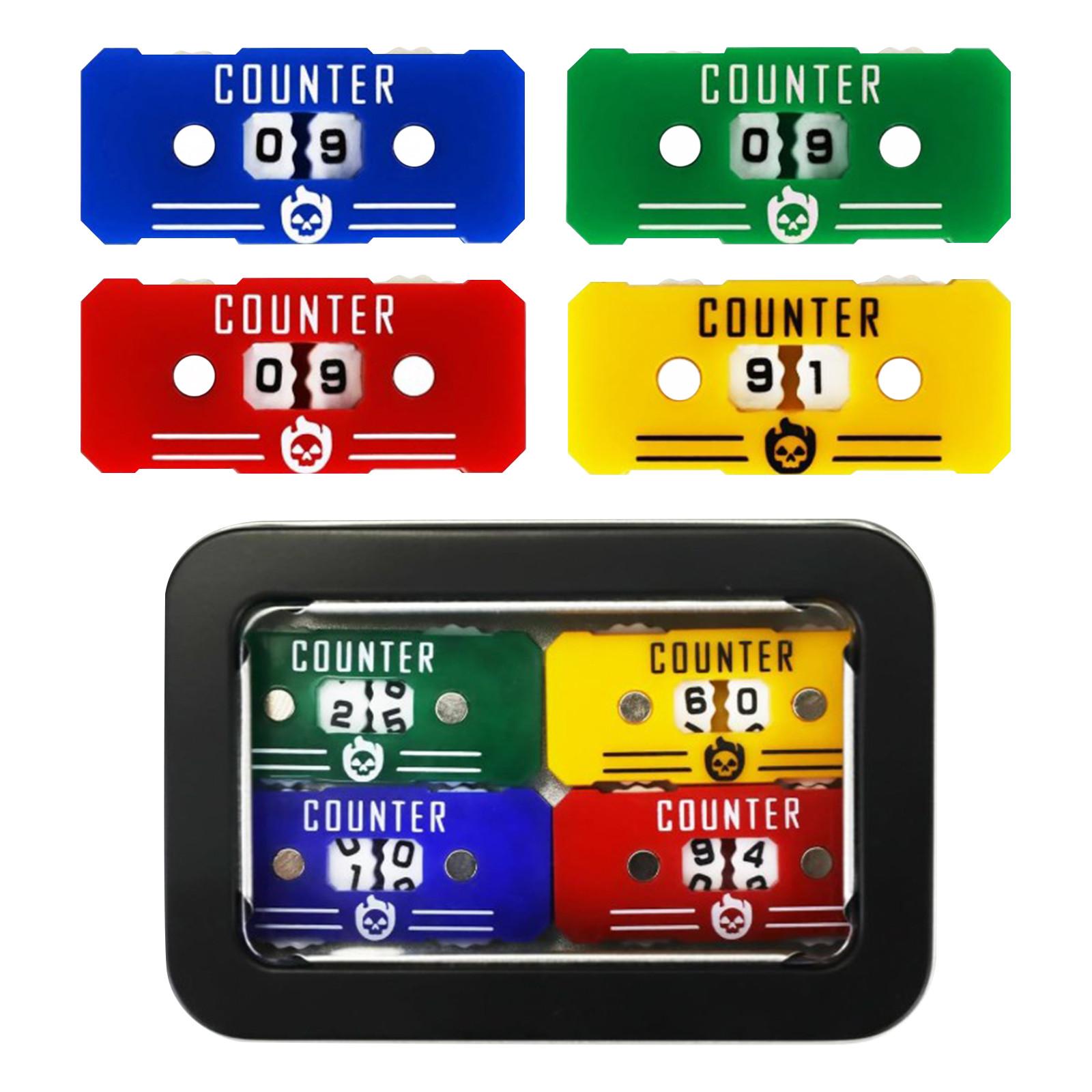 

4Pcs Life Counter With Metal Box, Health Life Counter For Games Accessories Tabletop Board Games One Size