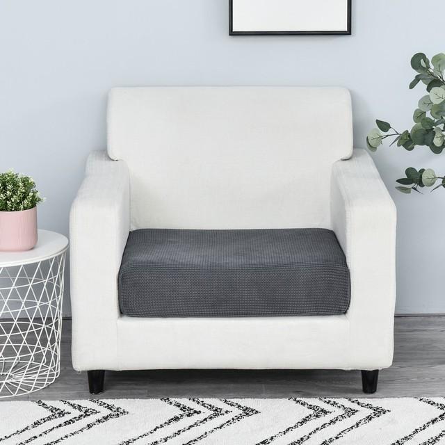 1pc Jacquard Sofa Seat Cushion Cover Chair Cover Stretch Washable Removable Slipcover Solid Color Polar Fleece Sofa Protector