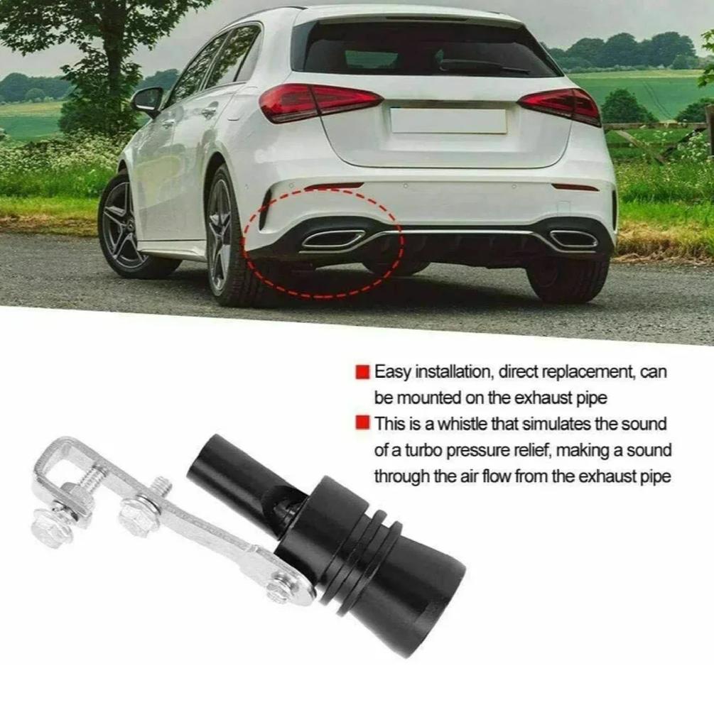 Simulatore di Suono Turbo Regolabile per Scarico Veicolo XL Fischietto Silenziatore Nero con Rombo Profondo