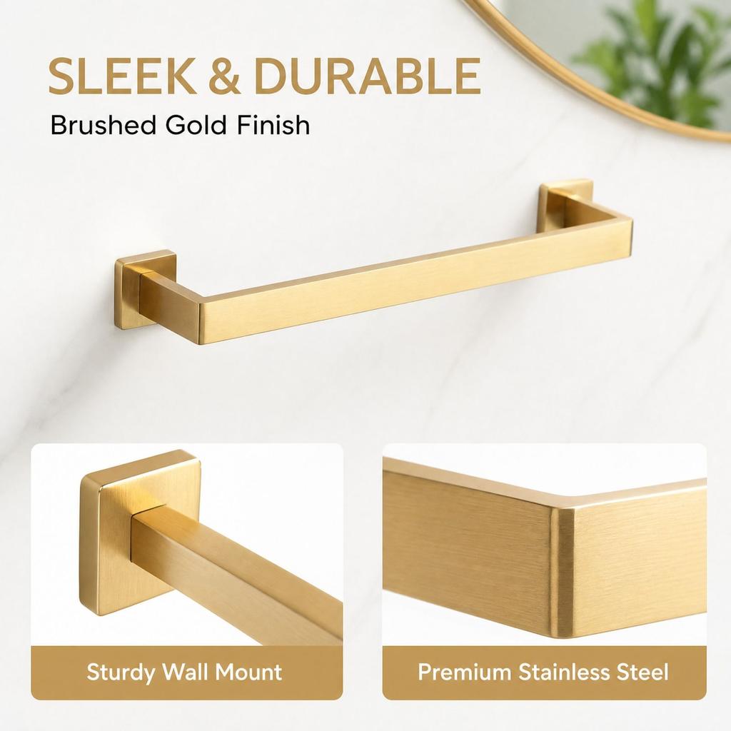Stainless Bathroom Towel Bar and, 40mm Square Tube Design