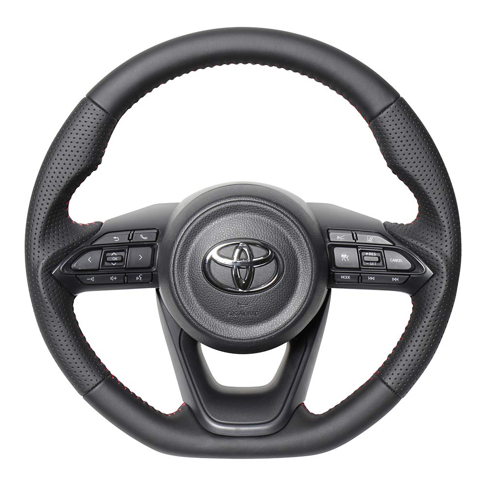 REAL All Leather Steering Wheel (TYE-LPB-RD) for Yaris (10 Series/210 Series) *Not Compatible with GR Yaris or Yaris Cross