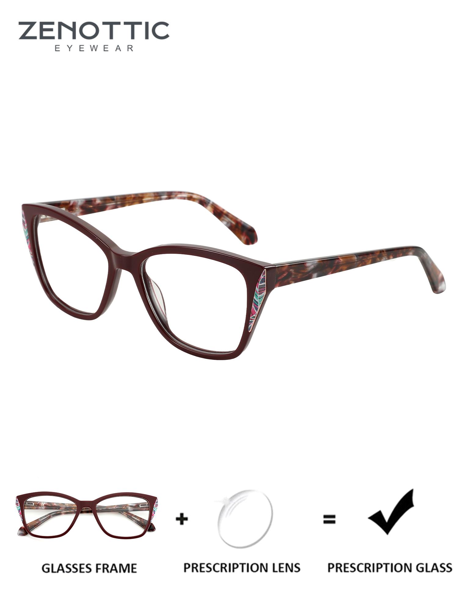 

ZENOTTIC Ретро Цветочные Квадратные Очки По Рецепту Бабочка Очки Для Близорукости Очки Ручной Работы Ацетат Оптические Очки Для Женщин Single Version&1.56&None