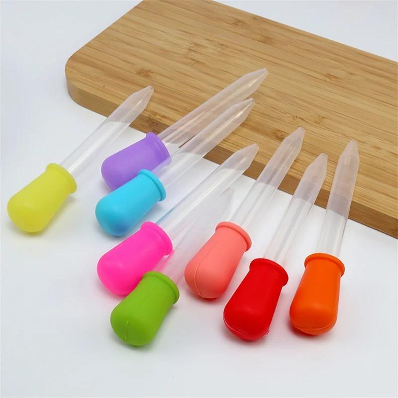 5/10PCS Random Color 5ml Silicone Pipette School Lab Experiment Supplies Dropper Feeding Medicine Liquid Eye Ear Pipette Dropper