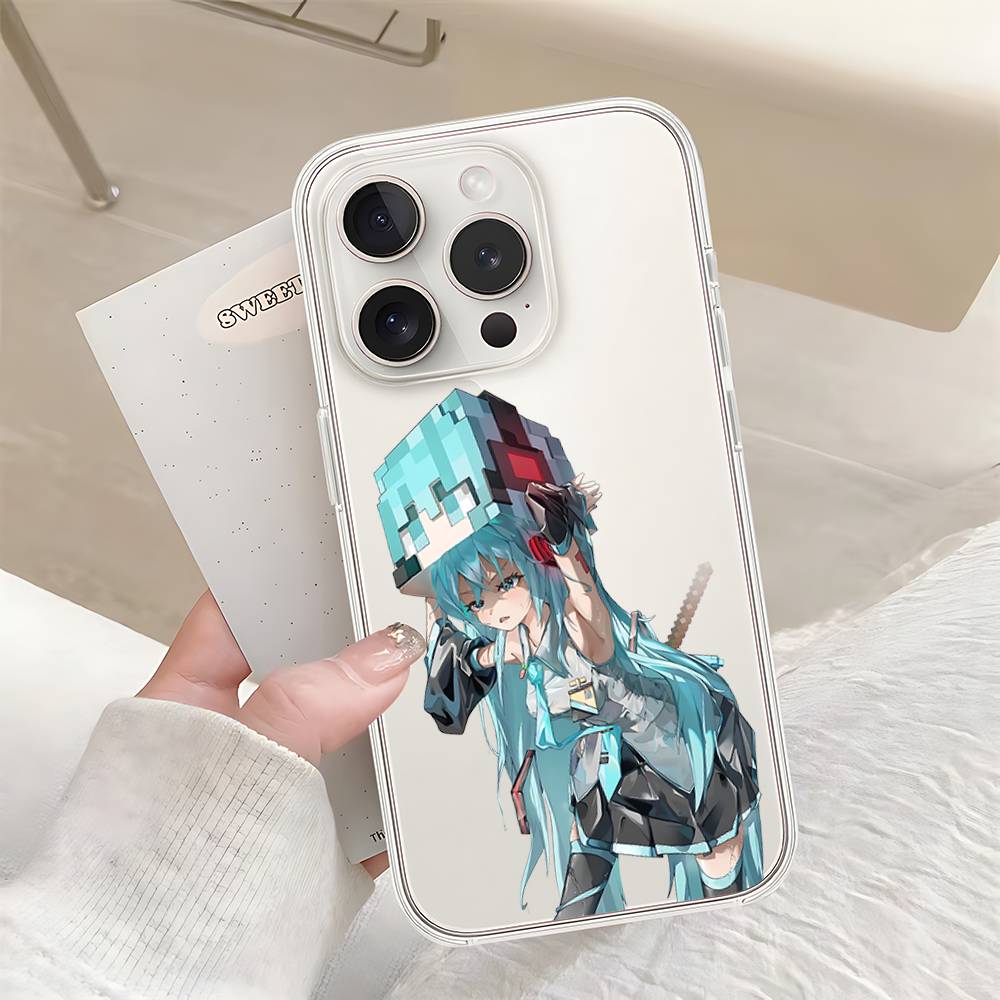 Kawaii H-Hatsune Miku-S Phone Case For Iphone17 16 15 11 13 14 Pro Max 7 8 Plus X Xr Xs Max Se2020 12mini Transparent Cov