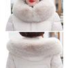 Winter Hooded Slim Down Cotton Jacket Solid Color Fur Collar Thick Parkas Coat Middle-aged Mother Warm Over-The-Knee Overcoat