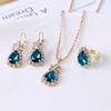 Blue Cyrstal Ring Necklace Earrings Set Wedding Jewelry Sets For Brides Pendant Earrings For Girls Women African Jewelry Sets
